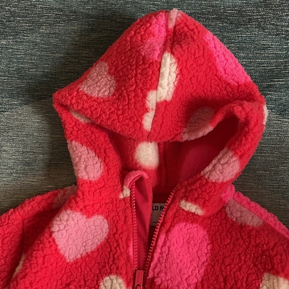 Old Navy Heart Sherpa Fleece Zip Up - Picture 3 of 5